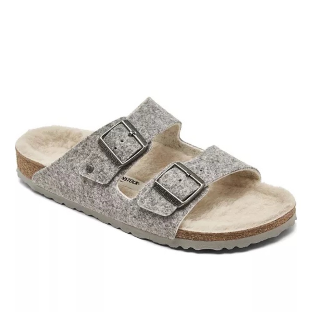Birkenstock Arizona Gray Felt Buckle Sandals